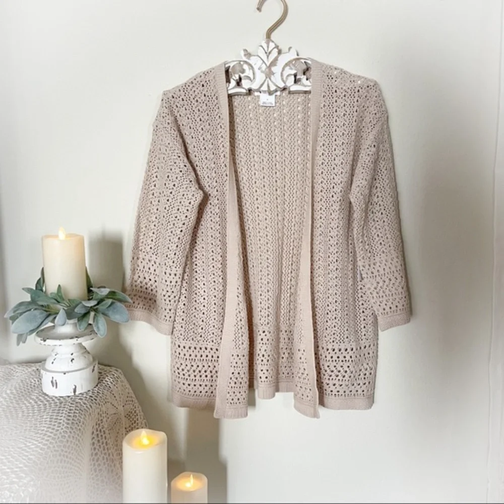 NWT Andrea Jovine Cream Beige Crochet Jacket - Picture 4 of 11